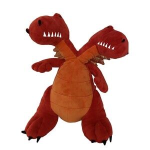 Pillowfort Two Headed Red Dragon Dino Plush Soft Shiny Wings 14" Stuffed Animal